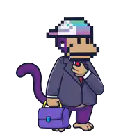 a pixel art monkey in a suit holding a briefcase