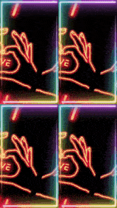 a neon sign that says " love " is displayed on a black background