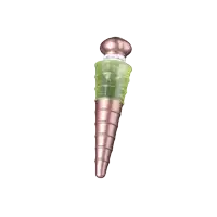 a bottle stopper with a green cap and a rose gold top that says ' my enchanted ' on it