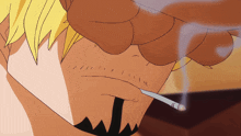 a close up of a person smoking a cigarette with smoke coming out of it