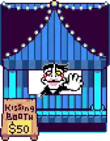 a pixel art drawing of a kissing booth for sale for $ 50