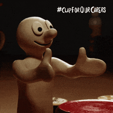 a cartoon character with the words #clapforourcareers on the bottom