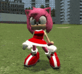 amy rose from the video game sonic the hedgehog is standing in a field