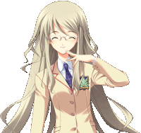 a girl with long blonde hair wearing a school uniform