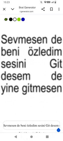 a phone screen shows a text that says sevmesen de beni ozledim sesini git desem yine gitmesen