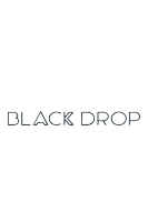 a logo for black drop that says " feel our coffee & drop the story "
