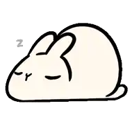 a cartoon rabbit is sleeping on its back with its eyes closed and the letter z above it .