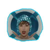 a woman wearing a blue hat and a life preserver