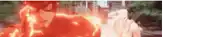 a blurred image of a flash and a white lightning bolt .