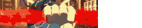 a pixelated image of a man holding a guitar with a red background