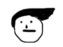 a black and white drawing of a person 's face with a white hat on .