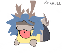a pixel art drawing of a dog with antlers and the name kriminull on the bottom
