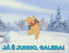 Junho / Ursinho Pooh / Comemoração GIF - June Pooh Snow GIFs