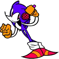 a cartoon of sonic the hedgehog holding a microphone and a fist .