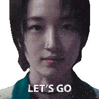 a close up of a woman 's face with the words let 's go below it