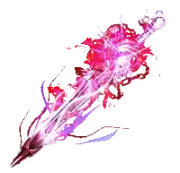a drawing of a sword with a purple flower on the end