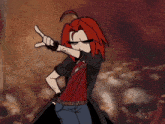 a cartoon character with red hair is giving a thumbs up