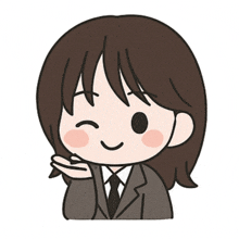 a cartoon of a woman in a suit and tie winks