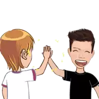 a cartoon of a man giving another man a high five