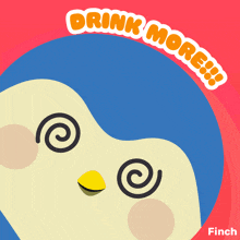 a picture of a penguin with the words drink more written above it