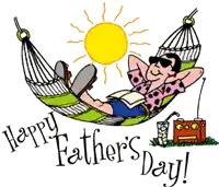 a cartoon of a man laying in a hammock with the words happy father 's day on the bottom