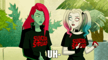 harley quinn and poison ivy from the suicide squad are standing next to each other