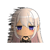 a cartoon of a girl with white hair and blue eyes