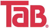 a red tab logo with a white r on it