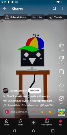 a screenshot of the shorts app on a cell phone