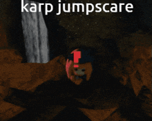 a picture of a fish with the words karp jumpscare karp get on it