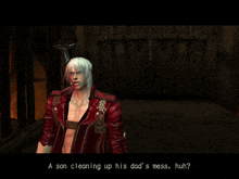 a devil may cry video game character holding two guns in his hands