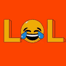 a laughing smiley face with tears coming out of it and the word lol below it