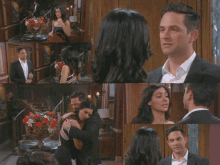 a collage of images of a man and a woman hugging