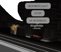 a cartoon character with a speech bubble that says bomboclaut