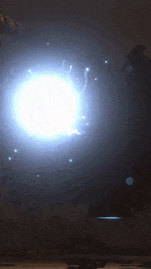 a lightning bolt strikes the ground in a dark sky