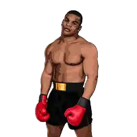 a drawing of a boxer with red gloves on