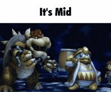 a video game scene with the words " it 's mid " on the bottom