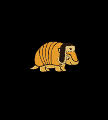 a cartoon armadillo wearing a furry hat
