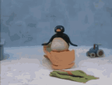 Pingu Jumping On Bed GIF