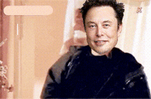 elon musk is standing in front of a door and smiling