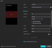a screenshot of a video being exported