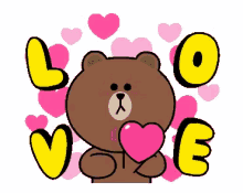 brown and cony love hearts i love you in love
