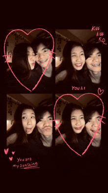a collage of four pictures of a boy and a girl with the words " you are my sunshine " on the bottom
