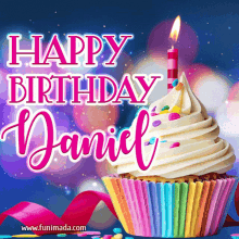 Happy Birthday Daniel Cupcake GIF - Happy Birthday Daniel Cupcake Candle GIFs