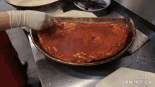 a pizza that has been made in animatica
