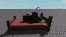 a 3d model of a person sleeping on a bed with the letters zz above their head