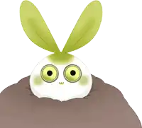 a cartoon drawing of a plant with big eyes