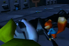 a cartoon character in a blue hoodie is standing next to another character