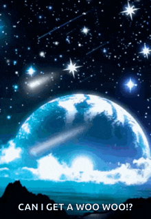 a picture of the earth with the words can i get a woo woo written below it