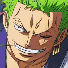 a close up of a man 's face with a sword in his mouth .